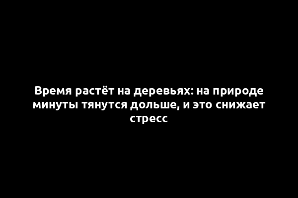 Время растёт на деревьях: на природе минуты тянутся дольше, и это снижает стресс